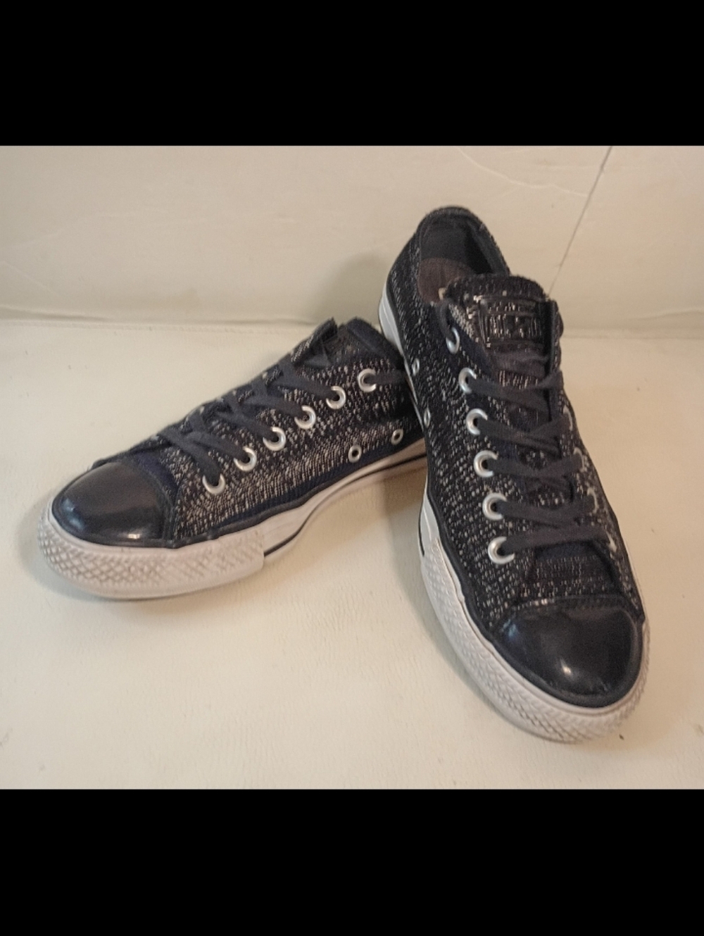 Unisex Black Dobby Weave Converse Low Top Sneakers 149652C M5.5/W7.5